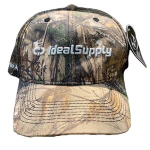 Vintage Y2K Brown Camo Realtree x NAPA Embroidered Logo Trucker Hat